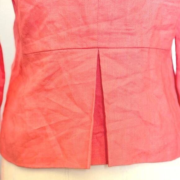 Banana Republic Coral Pink Linen Peplum Blazer Womens Size 0 Zipped Cuff - Picture 4 of 9